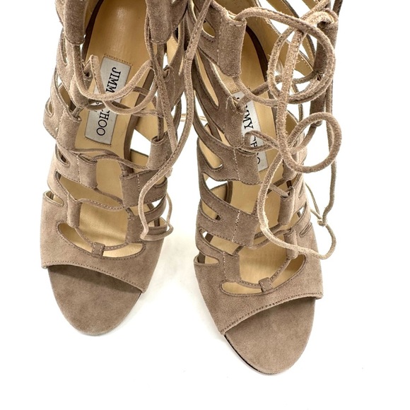 Jimmy Choo Hitch Sandal Booties In light Mocha NEW - Picture 9 of 12